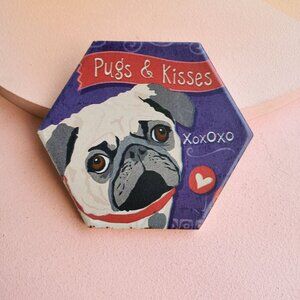 Pugs & Kisses Cute Puppy Ceramic Coaster